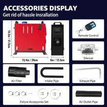 12V 5KW Parking Air Heater, 5000W All In One Parking Heater Kit With Remote Control Silencer And LCD Display, Fast Heating, For RV Truck, Motorhomes, Boat, Bus, Car Trailer - Red - View 2