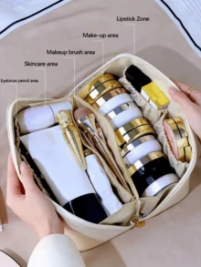 1 Túi mỹ phẩm PU chống thấm nước dung tích lớn đựng dụng cụ làm đẹp & đồ dùng vệ sinh cá nhân cho phụ nữ, Túi đựng đồ vệ sinh cá nhân du lịch đa năng, Túi đựng đồ trang điểm Túi đựng đồ trang điểm Túi chăm sóc da Túi đựng đồ vệ sinh cá nhân - trắng - Xem 8