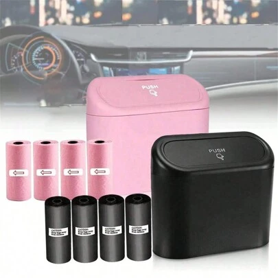 Car Trash Can With Lid - 4 Rolls Of Garbage Bag, Leak-Proof, Portable Hanging Trash Can For Vehicle Organization - Suitable For A Wide Range Of Vehicle Models