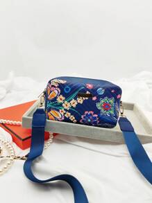 迷你单肩包，彩色草编包，纯色斜挎方包，简约休闲绗缝V型钱包，时尚菱形刺绣女士零钱包 - 彩色 - 查看 3