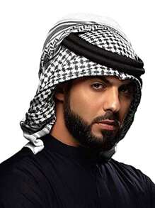 Adult Men's Classic Arabic Head Band, UAE Dubai Headgear, Scarf Turban Headwrap, Desert Headdress Accessories - Black - View 6