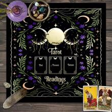 1pc Altar Cloth Tarot Table Cover Starry Triple Moon Love Career Oracle Card Tablecloth Moon Tarot Table Cloth Divination For Spread Tarot Reading Cloth Moon Phase Tarot Mat Altar Decor Witchy Witch,Tarot,Altar,Altar Cloth - Multicolor - View 8