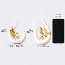 2/1 Pc White Gold Home Decor Accent Ceramic Statue Abstract Sculptures Centerpieces Mid Century Modern Decor For Tables Coffee Table Top Decorations For Living Room Desktop Shelf Dining Room Kitchen Birthday Gifts Graduation