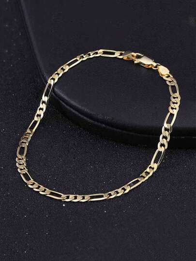 1 szt. Bransoletka z łańcuszkiem z ogniwami kubańskimi 925 ze srebra wysokiej próby o grubości 3,3 mm, 18-karatowe złoto i rod, minimalistyczny design, modny przedmiot, kobiety i mężczyźni, codzienny dodatek do ręki, odpowiedni na prezent urodzinowy, Boże Narodzenie i dla par