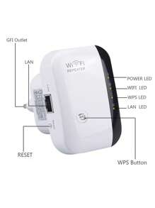 Extensor WiFi, Amplificador de Señal Extensor WiFi, Extensor de Alcance WiFi, Repetidor Inalámbrico, Amplificador de Largo Alcance con Puerto Ethernet, Configuración con un Clic - Blanco - Ver 3