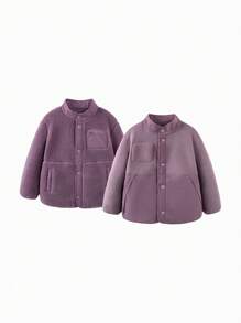 mini bala Antistatic Reversible Plush Jacket For Babies Winter Warm Collection - Violet Purple - View 4