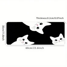 白色可爱猫咪鼠标垫卡通设计键盘垫大号游戏鼠标垫橡胶缝边 35.4x15.7 英寸电脑桌面垫 送给朋友的完美礼物 - 彩色 - 查看 6
