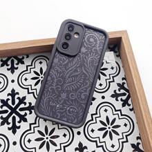 1 pieza Funda de teléfono con diseño minimalista de estampado floral y vegetal único, marco de lente negro mate resistente a golpes y cubierta suave, compatible con Samsung Galaxy/OPPO/VIVO/Honor/Realme Smartphones, versión internacional, no la versión nacional - Multicolor - Ver 5
