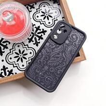 1 pieza Funda de teléfono con diseño minimalista de estampado floral y vegetal único, marco de lente negro mate resistente a golpes y cubierta suave, compatible con Samsung Galaxy/OPPO/VIVO/Honor/Realme Smartphones, versión internacional, no la versión nacional - Multicolor - Ver 7