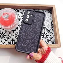 1 pieza Funda de teléfono con diseño minimalista de estampado floral y vegetal único, marco de lente negro mate resistente a golpes y cubierta suave, compatible con Samsung Galaxy/OPPO/VIVO/Honor/Realme Smartphones, versión internacional, no la versión nacional - Multicolor - Ver 6