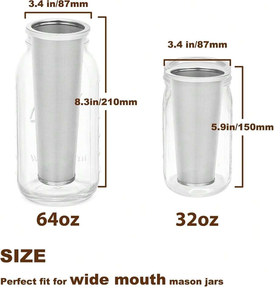 Cold Brew Coffee Filter For 32 OZ Wide Mouth Mason Jar, 304 Stainless