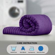 Lux Decor 10-Piece Down Alternative Seersucker Comforter Set, Soft Lightweight Breathable Bedding With Comforter, Sheets And Pillowcases, Comfortable All-Season Hotel Style Bed Set For Bedroom, Guest Room And Dorm - 紫色 - 查看 5
