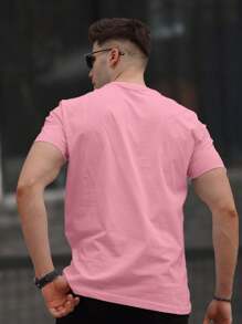 Boston Men's T-Shirt Imported Blouse 100% Cotton Mesh - 淺粉色 - 查看 2