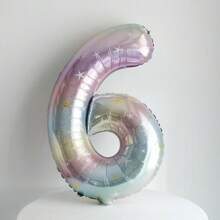 1pc 40-Inch Ombre Rainbow Giant Number Balloon, Photo Prop Birthday Decor