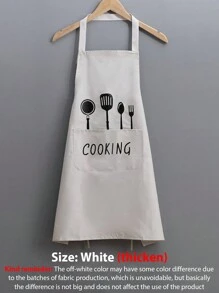 1 Pc Durable Chef's Apron- Waterproof, Oil-Resistant With Pockets- Unisex Kitchen Wear,Stylish Protection For Cooking Enthusiasts