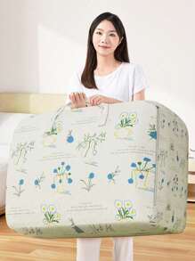 1pc Large Capacity Collapsible Clothes & Quilt Storage Bag, Suitable For Wardrobe, Seasonal Clothes & Bedding Storage, Travel Luggage, Boho Vibes