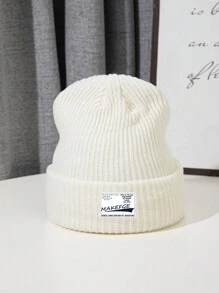 1pc Sports Elastic Extra Long Knit Beanie Cap, Warm Outdoor Skiing Hiking Cap With Cloth Label, MAKEFGE