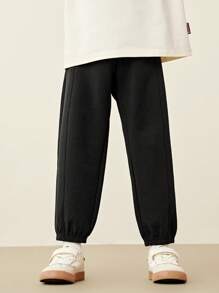 mini bala 男童可调节保暖内衬保暖裤 2024 年冬季新品 - 黑色 - 查看 1