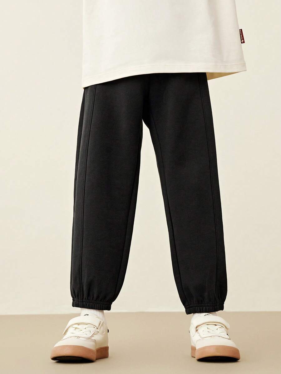 mini bala 男童可调节保暖内衬保暖裤 2024 年冬季新品 - 黑色 - 查看 1
