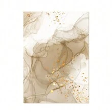 1 pieza Pintura en lienzo de arte de pared moderno abstracto con diseño de mármol beige dorado, estilo bohemio, para decoración del hogar en la sala de estar, sin marco