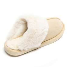 Casual Versatile Plush Lined Warm Slippers For Winter - Beige - View 5