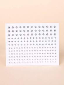 2 件多水钻 3D 银白色仿水晶钻石脸部装饰贴纸，女士 Y2K 节日派对化妆装饰，适用于头发、眼睛、脸部、身体 - 彩色 - 查看 5