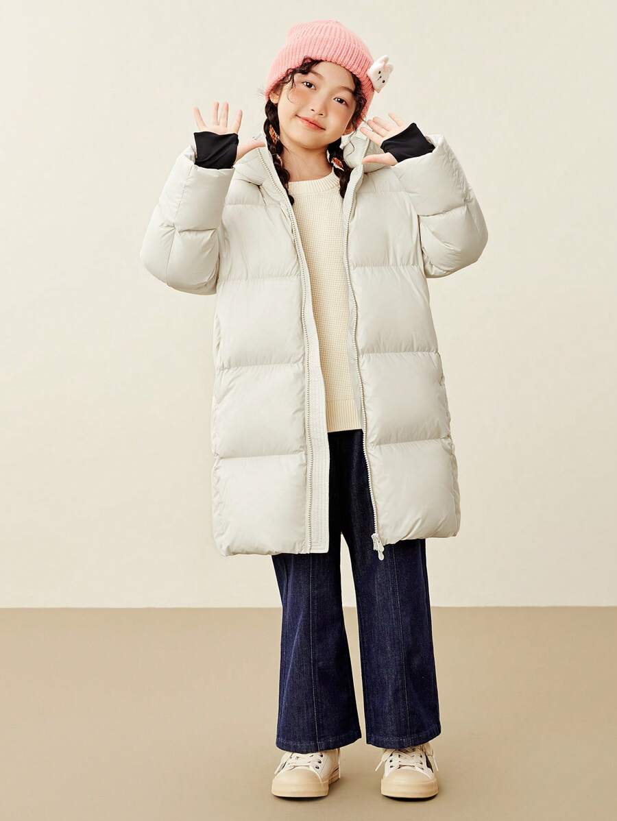 mini bala Heat-Retaining Cold-Proof Long Down Jacket For Boys, Girls, And Families Winter Collection - Light Khaki - View 1