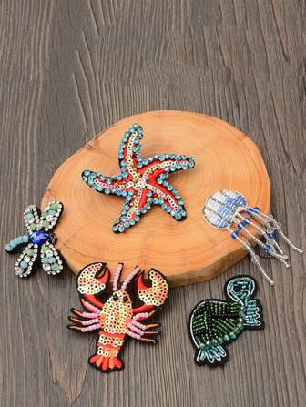 1 Piece Sew On Handmade Beaded Insect Ladybug Stickers DIY Animal Clothes Bag Decoration Accessories Patch Summer, School