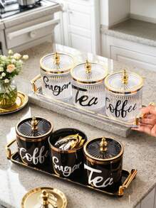 4pcs/Set Plastic Multi-Purpose Storage Jars Containers For Grains, Candies, Cookies, Bread, Suitable For Outdoor, Wedding, Party, Gift, Birthday, Christmas