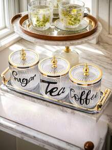 4pcs/Set Plastic Multi-Purpose Storage Jars Containers For Grains, Candies, Cookies, Bread, Suitable For Outdoor, Wedding, Party, Gift, Birthday, Christmas