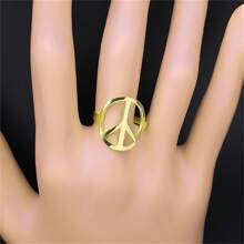 时尚女士和平戒指男士不锈钢金色/银色世界和平标志指环批发珠宝 - 戒指 - 查看 3