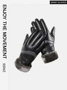 BAMANSHI 1 Cặp Găng tay ấm áp toàn ngón bằng da PU màu trơn có lòng bàn tay chống trượt, chống mài mòn và thoáng khí cho các môn thể thao mùa đông như trượt tuyết, đạp xe, hoạt động ngoài trời - Nhiều màu - Xem 6