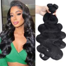 Human Hair Bundles Body Wave Bundles Human Hair 15A 100% Unprocessed Brazilian Virgin Hair Weave Bundles Human Hair Body Wave 1 Bundle Real Human Hair Extensions Natural Black 12-40inch - Natural Black - 查看 1