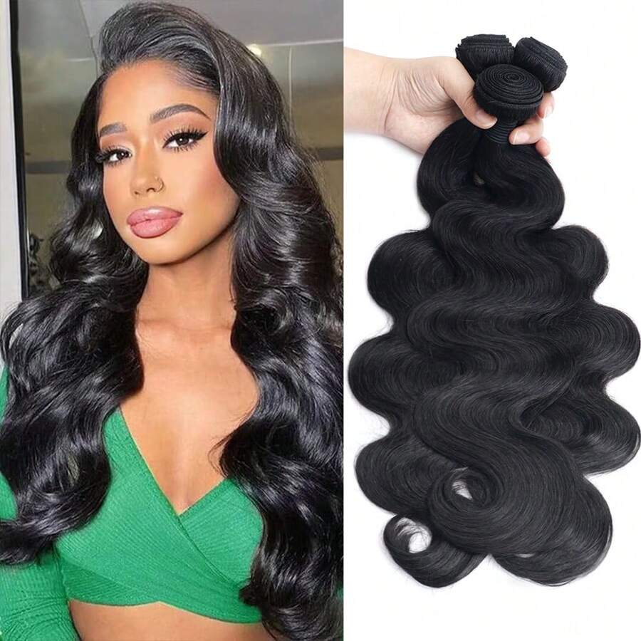 Human Hair Bundles Body Wave Bundles Human Hair 15A 100% Unprocessed Brazilian Virgin Hair Weave Bundles Human Hair Body Wave 1 Bundle Real Human Hair Extensions Natural Black 12-40inch - Natural Black - 查看 1