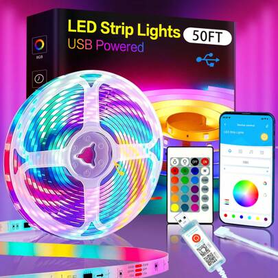 50/60/65.6/101FT LED Lights USB Power Indoor APP Remote Control Microphone Sync Music, Family Gathering, Halloween, Party Decoration, Tree Decoration Christmas Decorations Home Christmas Gifts Christmas Decor