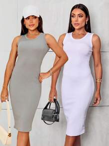 Kit With 2 Women's Midi Dresses REGATA - 白色 - 查看 1