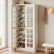 Tribesigns 68.9-Inch Tall Shoe Cabinet With Doors, 8-Tier Shoe Storage Cabinet With Adjustable Shelves, Modern Shoe Organizer Shoe Rack Cabinet For Entryway, Hallway, Closet, Living Room, White - 白色 - 查看 12