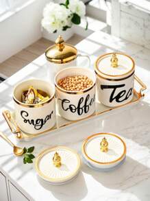 4pcs/Set Plastic Multi-Purpose Storage Jars Containers For Grains, Candies, Cookies, Bread, Suitable For Outdoor, Wedding, Party, Gift, Birthday, Christmas