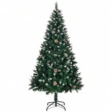SUNROAD 6ft Artificial Christmas Tree With Pine Cones, Unlit Christmas Tree With 900 Branch Tips And Sturdy Metal Stand For Office, Home, Shop, Party, Holiday Decoration, Green And Snow Tip - 綠色 - 查看 8