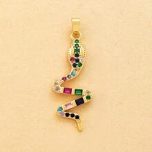 1 chiếc mặt dây chuyền hình rắn tròn mạ vàng Zirconia màu đồng, phụ kiện trang sức tự làm cho phụ nữ - Nhiều màu - Xem 11