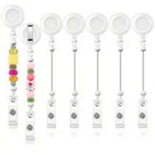 Bộ 5/12 chiếc móc khóa carabiner bằng hợp kim nhôm có thể thu vào có thể điều chỉnh, có kẹp thắt lưng, thích hợp cho y tá và giáo viên - Giá đỡ thẻ ID tùy chỉnh để làm đồ dùng văn phòng và đồ trang sức - Nhiều màu - Xem 4