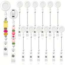 Bộ 5/12 chiếc móc khóa carabiner bằng hợp kim nhôm có thể thu vào có thể điều chỉnh, có kẹp thắt lưng, thích hợp cho y tá và giáo viên - Giá đỡ thẻ ID tùy chỉnh để làm đồ dùng văn phòng và đồ trang sức - Nhiều màu - Xem 2