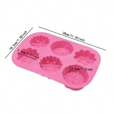 Khuôn silicon 6 ô lớn, dung tích 115ml mỗi ô, thích hợp cho xà phòng thủ công, nến, thạch cao, đồ thủ công bằng nhựa, khuôn silicon hình hoa hồng - Hồng - Xem 2