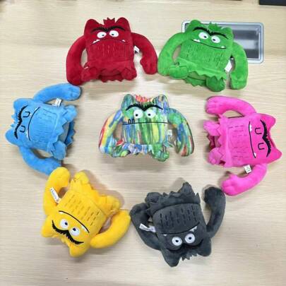 创意多彩情感怪物抱枕娃娃毛绒玩具柔软可爱毛绒娃娃垫生日礼物、家居装饰