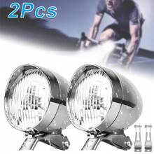SMART TREE 2Pcs Silver Vintage Bicycle LED Classical Retro Headlight Front Light Fog Lights.Riding At Night Brings You Safety - 1 - View 2