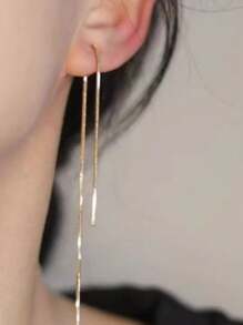 1 Paar goldfarbene Metall Quaste Kette Clip-On Ohrringe, minimalistisches Design ohne Piercing Ohrclips für Frauen, hochwertiges Schmuckzubehör mit elegantem Lässig-Stil
