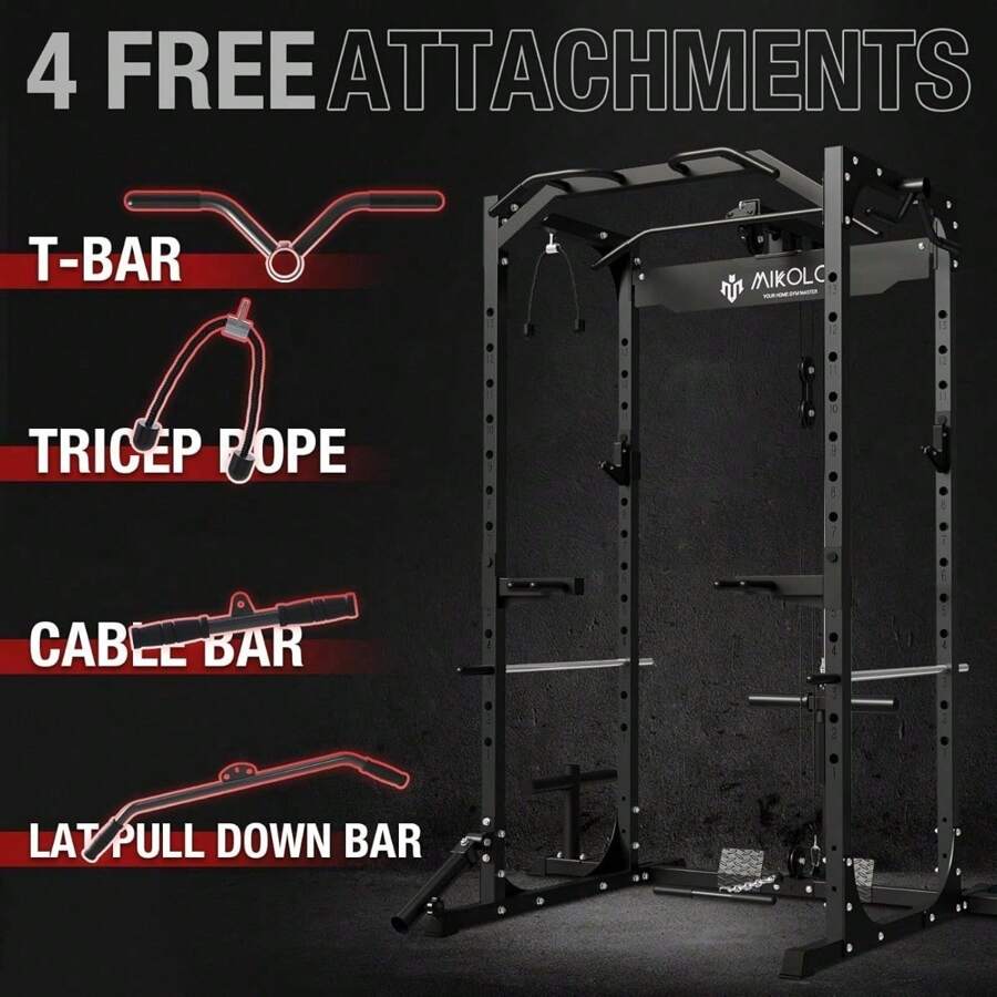 Power Cage, Power Rack With LAT Pulldown, 1200 Pounds Capacity Workout ...