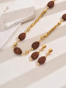 Bộ trang sức đá quý mắt hổ cổ điển thanh lịch mạ vàng 18K 3 món dành cho nữ - Nhiều màu - Xem 15