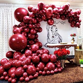 116 件红色气球花环拱门套件、婚礼装饰、生日装饰、周年纪念装饰、毕业装饰、节日装饰、庆典装饰、室内装饰、派对用品