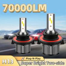 2pcs H1 H7 H11 9005/HB3 9006/HB4 9012 H4 H13 LED Headlight Bulbs, 6000K Cool White, 200W, 70000LM, Super Bright CSP Chips, Built-In High-Speed Turbine Quiet Fan, 800% Brighter, Over 70000 Hours Lifespan